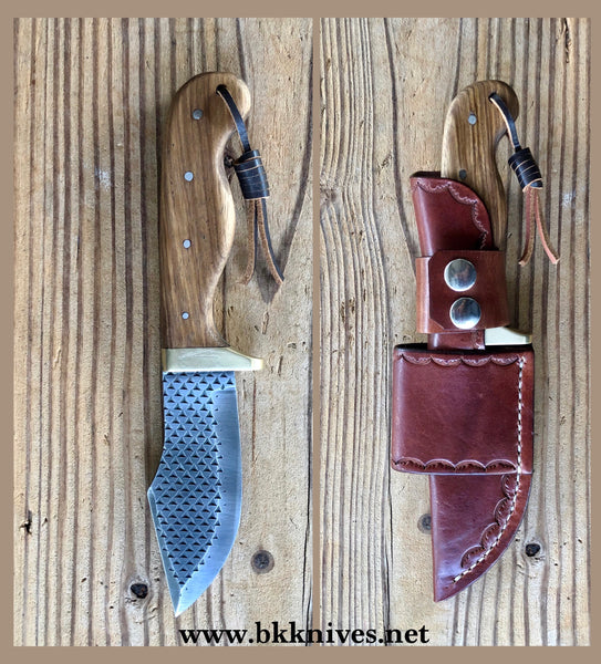 9-3/4" Rasp Bowie Knife w/Brass Finger Guard