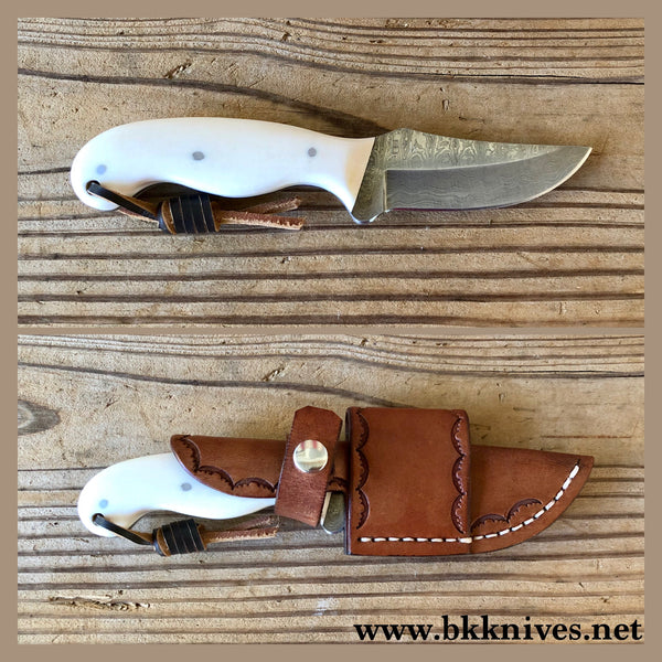 6-3/4" Damascus Skinner w/Bowie Shaped Handle